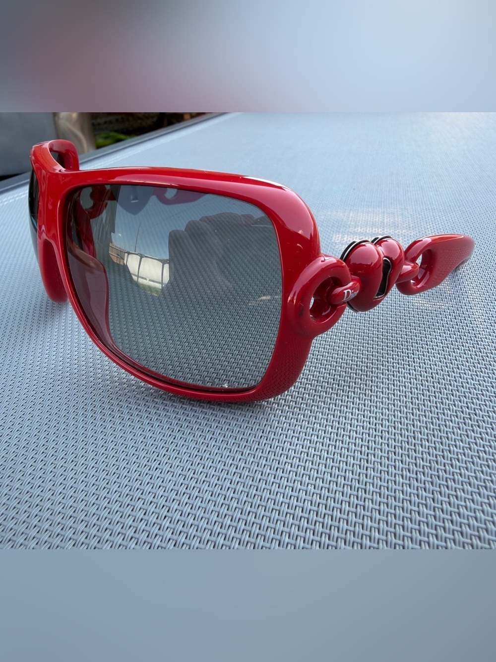 RARE Vintage Dior Heart Lock Red Oversized Sunglasses Y2K Galliano